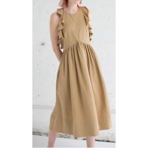 Ulla Johnson Cecily Ruffled Midi Dress - Khaki Sz2
